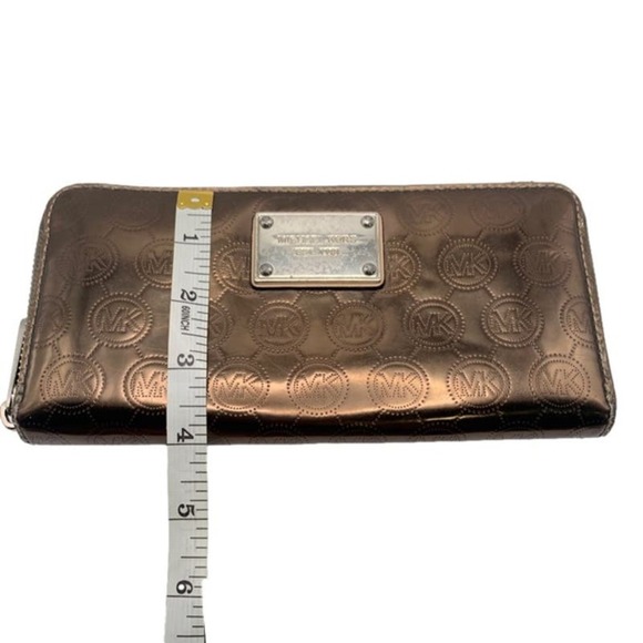 Michael Kors Bronze Signature Patent Leather Zip Around Wallet - Picture 7 of 8